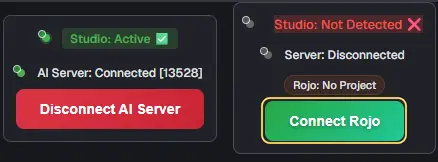 The Superbullet connection cards after Disconnect Rojo, with Connect Rojo highlighted